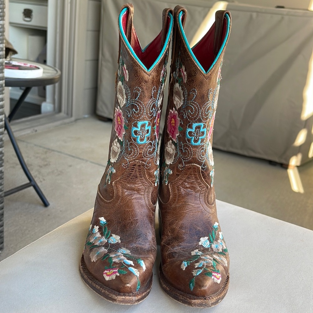 Anderson Bean kids Macie Bean Embroidered Snip Toe toddler size 12 boots